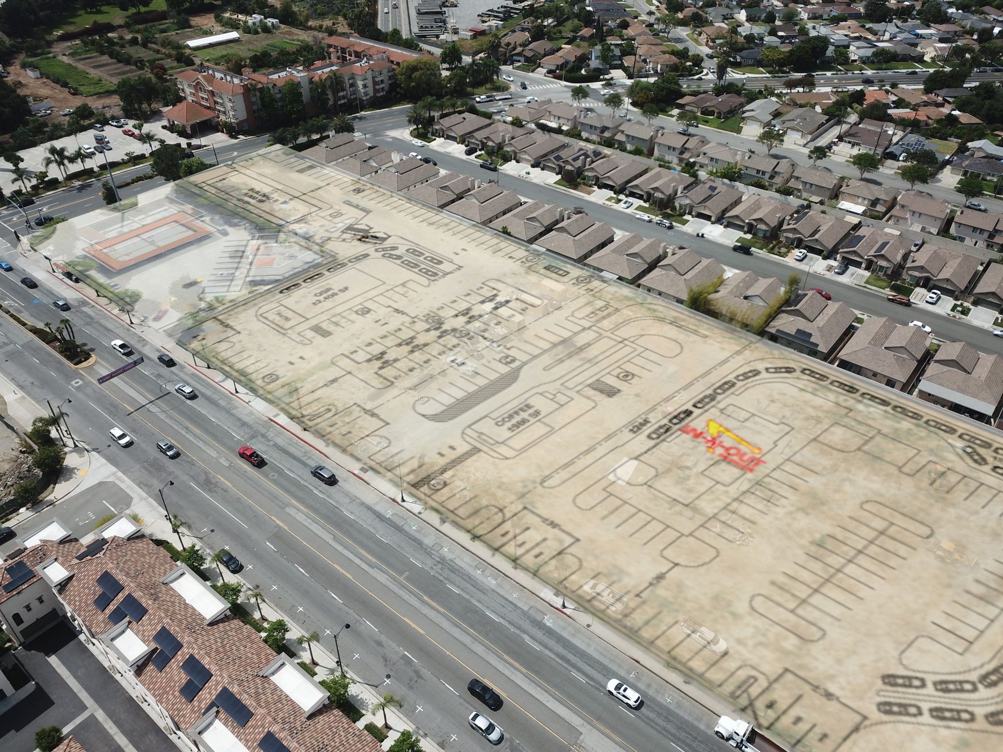 South El Monte Retail Development Aerial with Site Plan